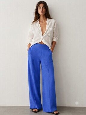 EUC Zara Linen Blend Cobat Blue Pants